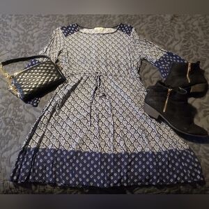 Navy & White Bohemian Dress